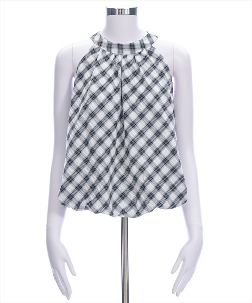 clear（クリア）の「ホルターネックチェック柄ブラウス[着回し力抜群 大人 カジュアル]≪SS新作≫（シャツ/ブラウス・レディース・アイボリー/ネイビー・F）」の16枚目の写真
