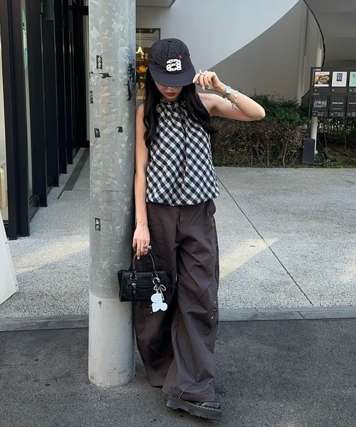 clear（クリア）の「ホルターネックチェック柄ブラウス[着回し力抜群 大人 カジュアル]≪SS新作≫（シャツ/ブラウス・レディース・アイボリー/ネイビー・F）」の18枚目の写真