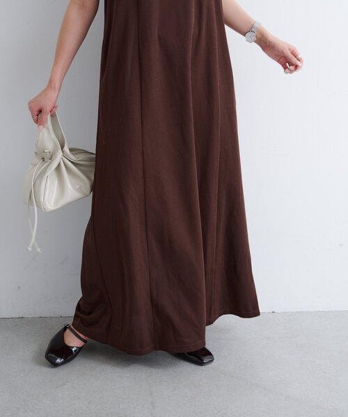 Kastane（カスタネ）の「【新色追加/低身長サイズ/2サイズ展開/前後2WAY】B カットフレアワンピースSET（ワンピース・レディース・グレー/ブラック/ブラウン・0/1）」の8枚目の写真