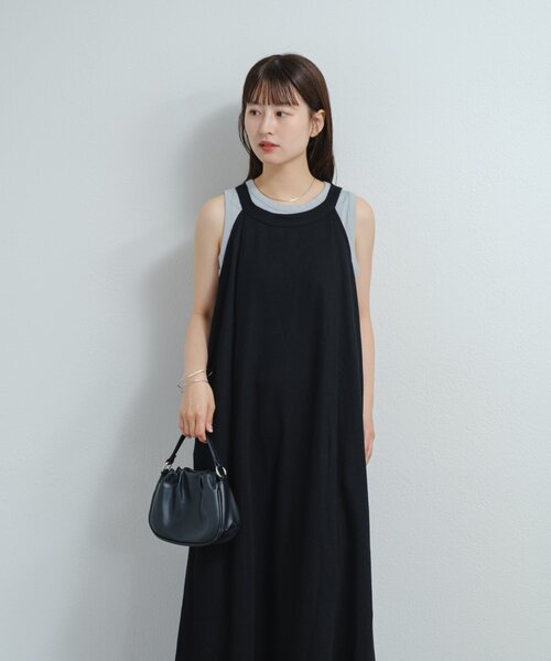 Kastane（カスタネ）の「【新色追加/低身長サイズ/2サイズ展開/前後2WAY】B カットフレアワンピースSET（ワンピース・レディース・グレー/ブラック/ブラウン・0/1）」の20枚目の写真