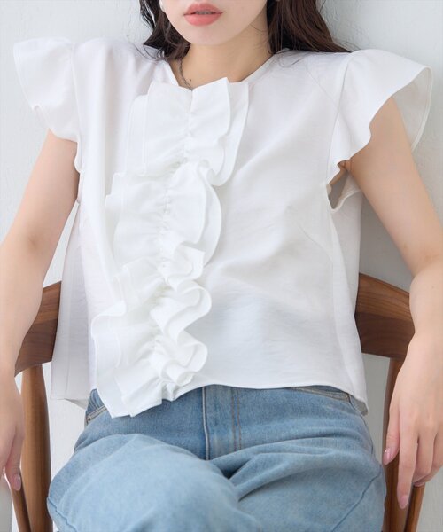 natural couture（ナチュラルクチュール）の「フロントフリルブラウス（シャツ/ブラウス・レディース・オフホワイト/ブルー/ブラック/ブラウン/その他1・FREE）」の19枚目の写真