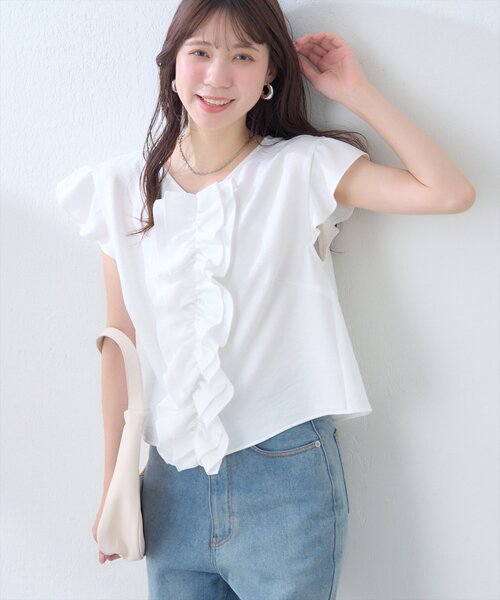 natural couture（ナチュラルクチュール）の「フロントフリルブラウス（シャツ/ブラウス・レディース・オフホワイト/ブルー/ブラック/ブラウン/その他1・FREE）」の18枚目の写真