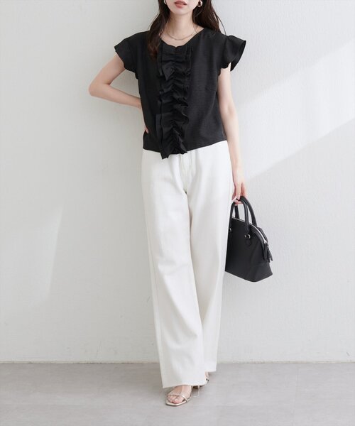 natural couture（ナチュラルクチュール）の「フロントフリルブラウス（シャツ/ブラウス・レディース・オフホワイト/ブルー/ブラック/ブラウン/その他1・FREE）」の6枚目の写真