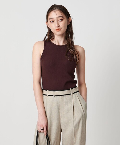 UNITED ARROWS（ユナイテッドアローズ）の「カップ付き ニットアメリカンスリーブタンクトップ（タンクトップ・レディース・ブラック/ダークブラウン/ホワイト・FREE）」の4枚目の写真