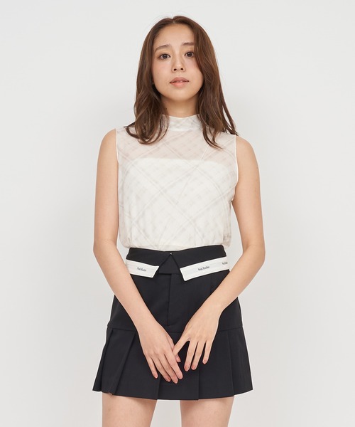 ROYAL PARTY（ロイヤルパーティー）の「チェックチュールノースリ-ブトップス（Tシャツ/カットソー・レディース・キャメル/オフホワイト/グレー・FREE）」の19枚目の写真