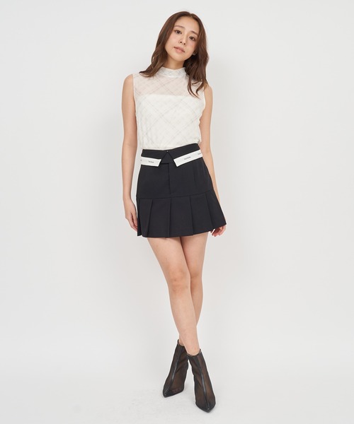 ROYAL PARTY（ロイヤルパーティー）の「チェックチュールノースリ-ブトップス（Tシャツ/カットソー・レディース・キャメル/オフホワイト/グレー・FREE）」の20枚目の写真