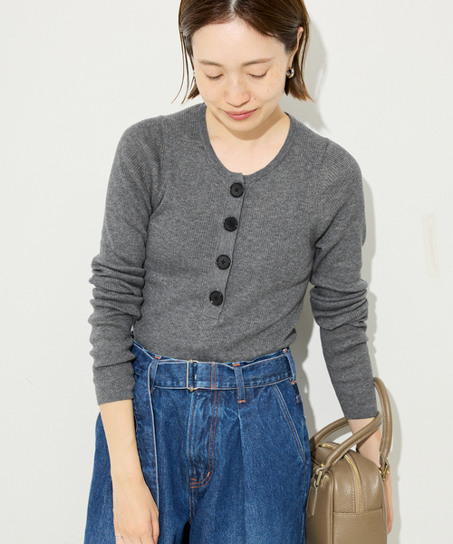 大人気即完❤︎SLOBE IENA❤︎スイビリブヘンリープルオーバー グレー 新品 SLOBE IENA ニット セーター 「WEB限定/追加」スイビハイゲージ