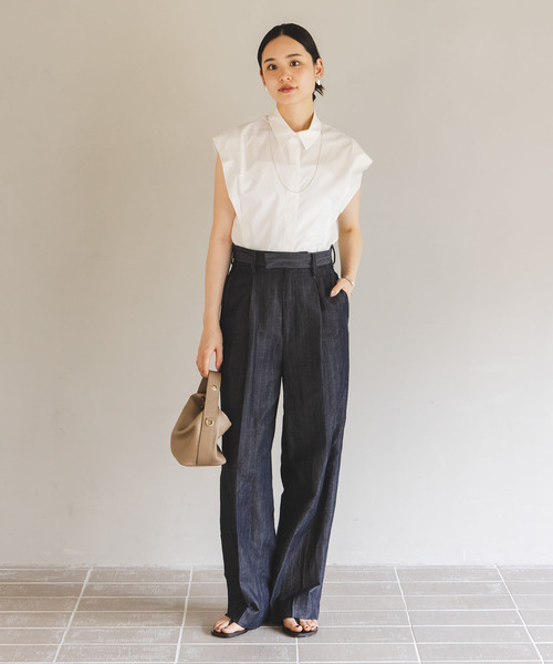 Noble（ノーブル）の「ウエストシェイプコットンシャツ（シャツ/ブラウス・レディース・ホワイト/ブラウン・FREE）」の18枚目の写真