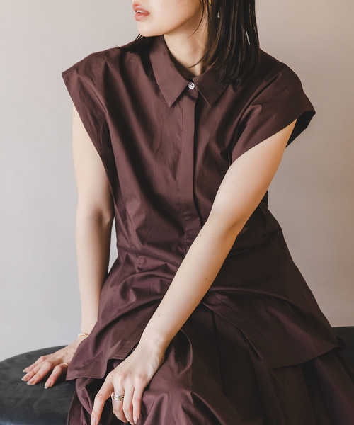 Noble（ノーブル）の「ウエストシェイプコットンシャツ（シャツ/ブラウス・レディース・ホワイト/ブラウン・FREE）」の15枚目の写真