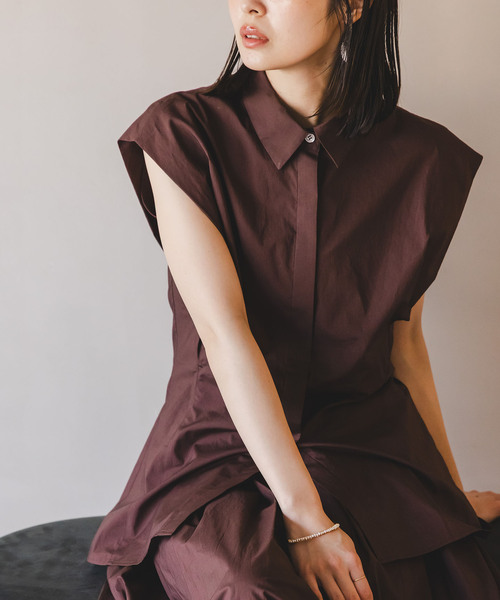 Noble（ノーブル）の「ウエストシェイプコットンシャツ（シャツ/ブラウス・レディース・ホワイト/ブラウン・FREE）」の13枚目の写真