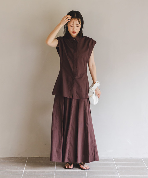 Noble（ノーブル）の「ウエストシェイプコットンシャツ（シャツ/ブラウス・レディース・ホワイト/ブラウン・FREE）」の12枚目の写真