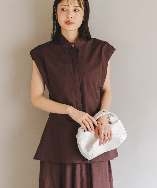 Noble（ノーブル）の「ウエストシェイプコットンシャツ（シャツ/ブラウス・レディース・ホワイト/ブラウン・FREE）」の10枚目の写真