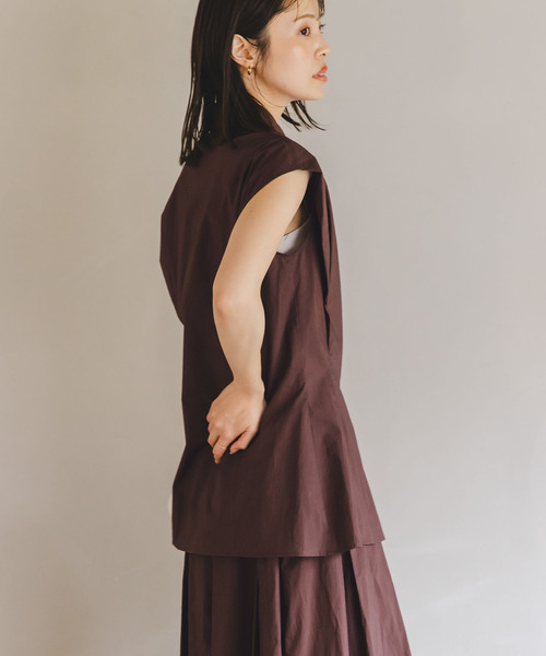 Noble（ノーブル）の「ウエストシェイプコットンシャツ（シャツ/ブラウス・レディース・ホワイト/ブラウン・FREE）」の9枚目の写真