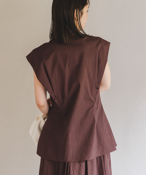 Noble（ノーブル）の「ウエストシェイプコットンシャツ（シャツ/ブラウス・レディース・ホワイト/ブラウン・FREE）」の8枚目の写真