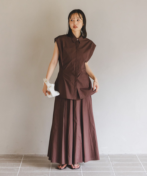 Noble（ノーブル）の「ウエストシェイプコットンシャツ（シャツ/ブラウス・レディース・ホワイト/ブラウン・FREE）」の7枚目の写真