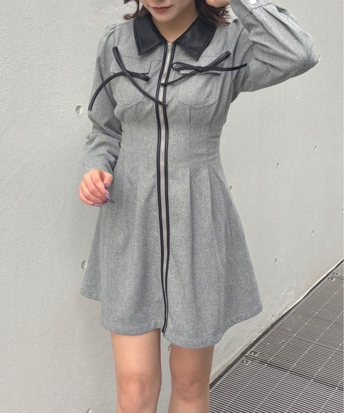 フロントジップワンピース フロントのジップの開け閉めで いろんなスタイルが楽しめるワンピース