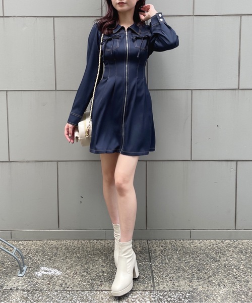 ルネ2023♡フロントジップワンピース フロントジップワンピース｜ワンウェイの通販｜&mall（アンド