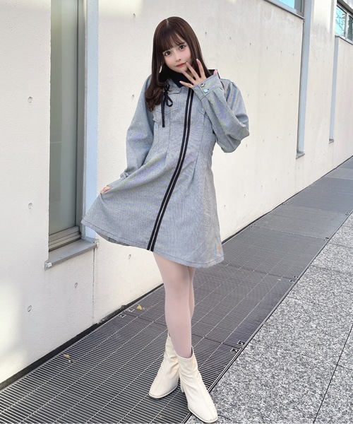 セール】長袖フロントジップワンピース（ワンピース）｜one way