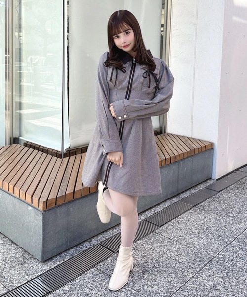 ルネ♡フロントジップワンピース セール】長袖フロントジップワンピース（ワンピース）｜one way