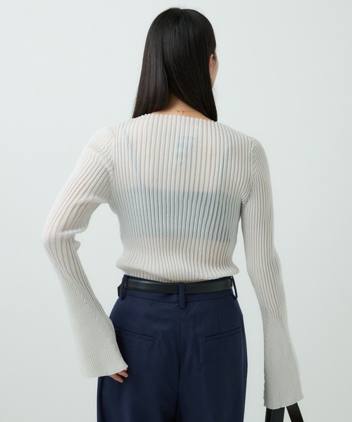 Chaos（カオス）の「Chaos(カオス)/チャイリブニット（ニット/セーター・レディース・オレンジ/ブラック/オフホワイト・FREE）」の6枚目の写真