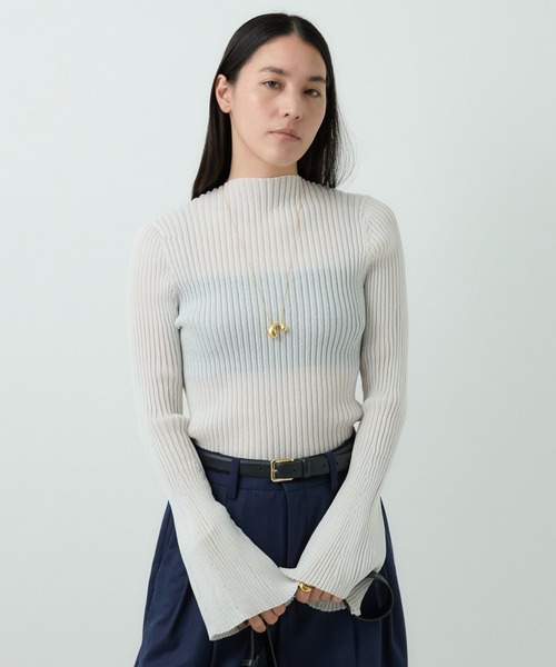 Chaos（カオス）の「Chaos(カオス)/チャイリブニット（ニット/セーター・レディース・オレンジ/ブラック/オフホワイト・FREE）」の4枚目の写真