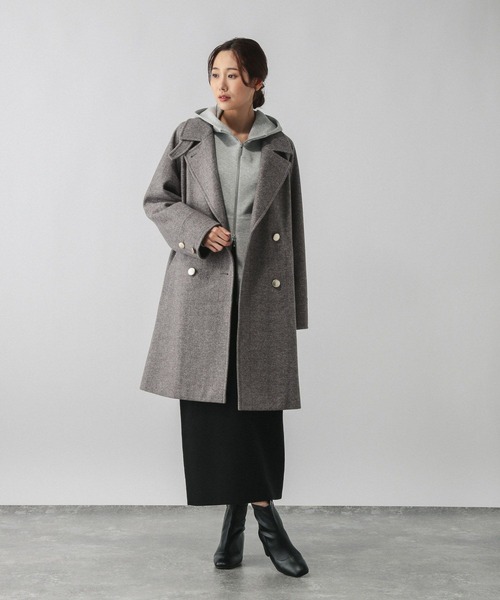 GLOBAL WORK（グローバルワーク）の「軽やかストレッチ襟2WAYコート/499666（チェスターコート・レディース・ブラウン系7/ブラウン系6/グレイッシュベージュ/スミクロ・SMALL/MEDIUM/LARGE）」の11枚目の写真