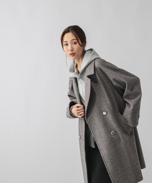 GLOBAL WORK（グローバルワーク）の「軽やかストレッチ襟2WAYコート/499666（チェスターコート・レディース・ブラウン系7/ブラウン系6/グレイッシュベージュ/スミクロ・SMALL/MEDIUM/LARGE）」の12枚目の写真