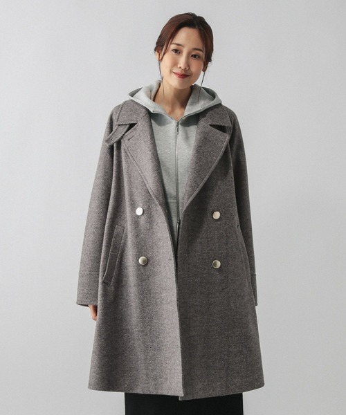 GLOBAL WORK（グローバルワーク）の「軽やかストレッチ襟2WAYコート/499666（チェスターコート・レディース・ブラウン系7/ブラウン系6/グレイッシュベージュ/スミクロ・SMALL/MEDIUM/LARGE）」の13枚目の写真