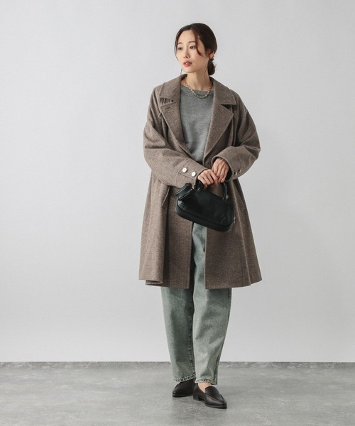 グローバルワーク　軽やかストレッチ襟2WAYコート　Ｌ　ネイビー 新品】グローバルワーク 軽やかストレッチ襟2WAYコート L ネイビー