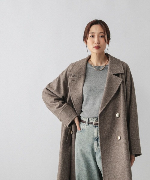 GLOBAL WORK（グローバルワーク）の「軽やかストレッチ襟2WAYコート/499666（チェスターコート・レディース・ブラウン系7/ブラウン系6/グレイッシュベージュ/スミクロ・SMALL/MEDIUM/LARGE）」の19枚目の写真