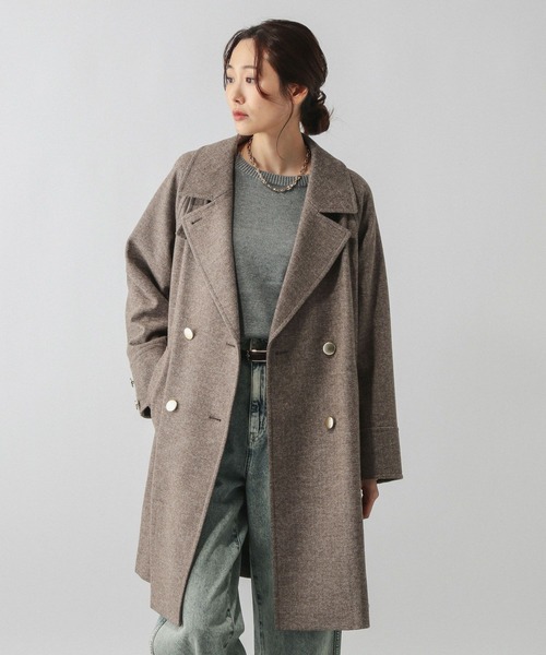セール】軽やかストレッチ襟2WAYコート/499666（チェスターコート
