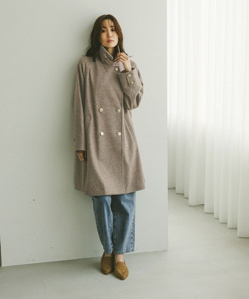 セール】軽やかストレッチ襟2WAYコート/499666（チェスターコート