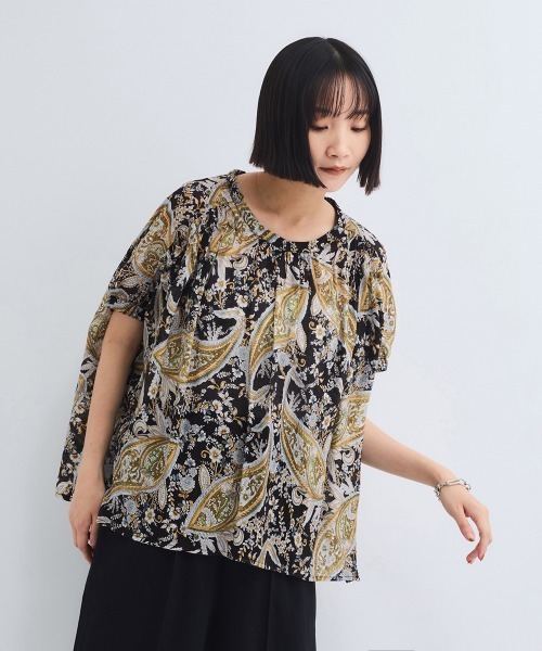 VICKY（ビッキー）の「ペイズリーガラハンドスモックブラウス≪手洗い可能≫（シャツ/ブラウス・レディース・ベージュ系その他/ブラック系その他・M）」の11枚目の写真