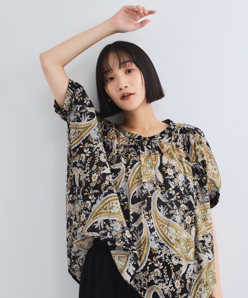 VICKY（ビッキー）の「ペイズリーガラハンドスモックブラウス≪手洗い可能≫（シャツ/ブラウス・レディース・ベージュ系その他/ブラック系その他・M）」の12枚目の写真