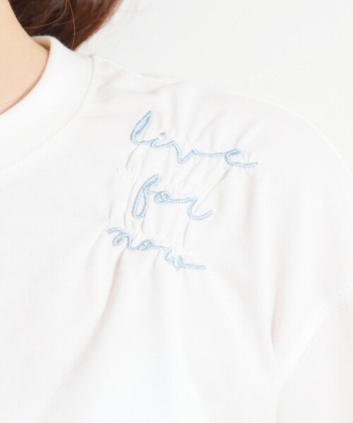 Cutie Blonde(キューティーブロンド)の「【ひんやり】大人のカジュアルスタイルに レタリング刺繍Tシャツ(Tシャツ/カットソー・レディース・ホワイト/ブラック・00)」の16枚目の写真