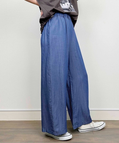 テンセルデニムワイドパンツ クローブ CLOVE 配色デザインテンセル