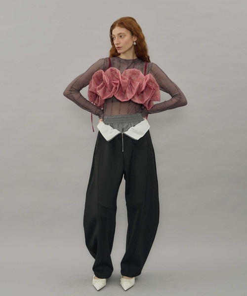 VIOLETTA(ヴィオレッタ)の「レイヤード風ポンチバレルパンツ(その他パンツ・レディース・グレー/ブラック・S/M)」の3枚目の写真