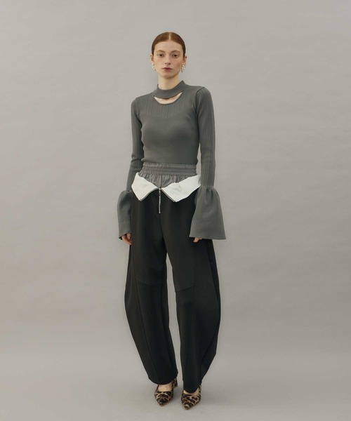 VIOLETTA(ヴィオレッタ)の「レイヤード風ポンチバレルパンツ(その他パンツ・レディース・グレー/ブラック・S/M)」の5枚目の写真