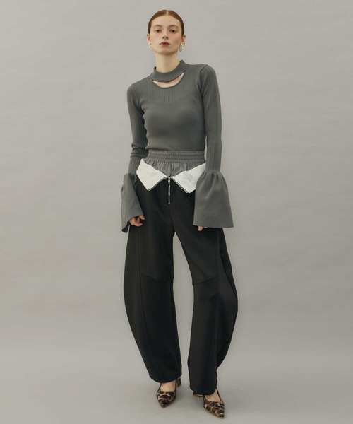 VIOLETTA(ヴィオレッタ)の「レイヤード風ポンチバレルパンツ(その他パンツ・レディース・グレー/ブラック・S/M)」の7枚目の写真