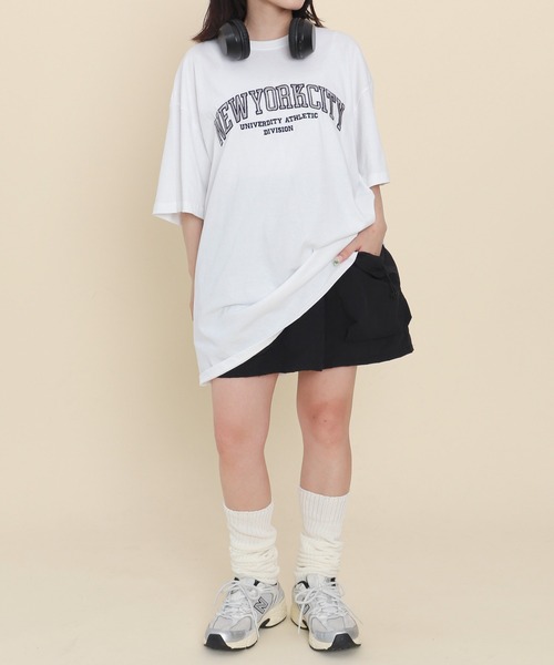 WOND(ウォンド)の「WOND/カレッジ刺繍ビッグT(Tシャツ/カットソー・レディース・ブラック/ホワイト・FREE)」の10枚目の写真