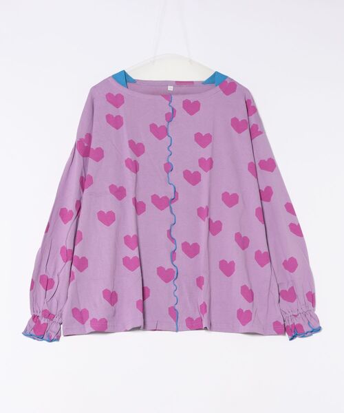 MARKEY'S（マーキーズ）の「総柄フレアスリーブカットソー/おとな（Tシャツ/カットソー・レディース・パープル系その他/チャコール/ライトグリーン・160cm）」の3枚目の写真