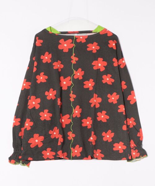 MARKEY'S（マーキーズ）の「総柄フレアスリーブカットソー/おとな（Tシャツ/カットソー・レディース・パープル系その他/チャコール/ライトグリーン・160cm）」の2枚目の写真