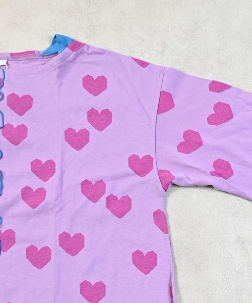 MARKEY'S（マーキーズ）の「総柄フレアスリーブカットソー/おとな（Tシャツ/カットソー・レディース・パープル系その他/チャコール/ライトグリーン・160cm）」の4枚目の写真