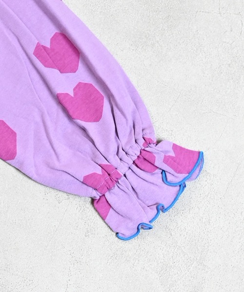 MARKEY'S（マーキーズ）の「総柄フレアスリーブカットソー/おとな（Tシャツ/カットソー・レディース・パープル系その他/チャコール/ライトグリーン・160cm）」の5枚目の写真