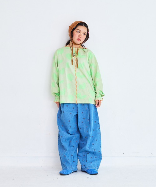 MARKEY'S（マーキーズ）の「総柄フレアスリーブカットソー/おとな（Tシャツ/カットソー・レディース・パープル系その他/チャコール/ライトグリーン・160cm）」の10枚目の写真