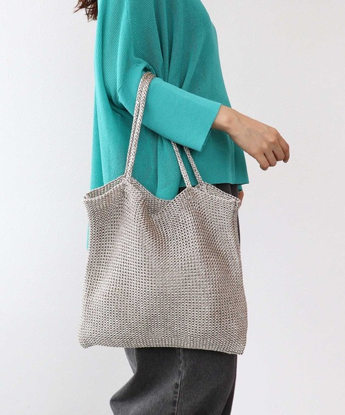 Cepica（セピカ）の「ラメ糸編みトート（トートバッグ・レディース・チャコールグレー/シルバー・FREE）」の2枚目の写真