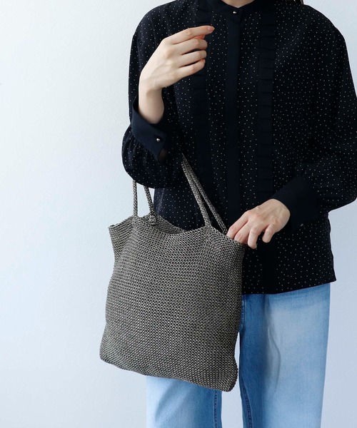 Cepica（セピカ）の「ラメ糸編みトート（トートバッグ・レディース・チャコールグレー/シルバー・FREE）」の7枚目の写真