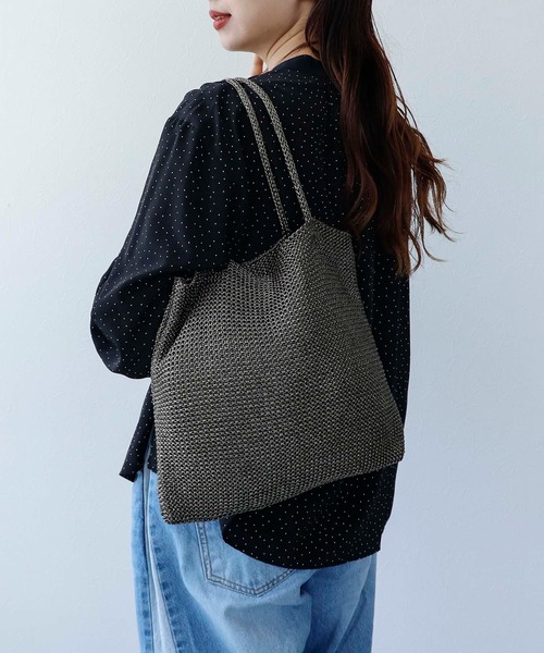 Cepica（セピカ）の「ラメ糸編みトート（トートバッグ・レディース・チャコールグレー/シルバー・FREE）」の8枚目の写真