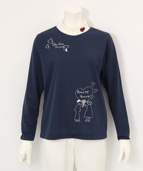 Picone CLUB(ピッコーネクラブ)の「レイヤード風UV速乾プルオーバー(Tシャツ/カットソー・レディース・ホワイト/ネイビー/オレンジ・S/L/M)」の3枚目の写真