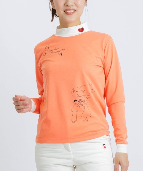 Picone CLUB(ピッコーネクラブ)の「レイヤード風UV速乾プルオーバー(Tシャツ/カットソー・レディース・ホワイト/ネイビー/オレンジ・S/L/M)」の1枚目の写真